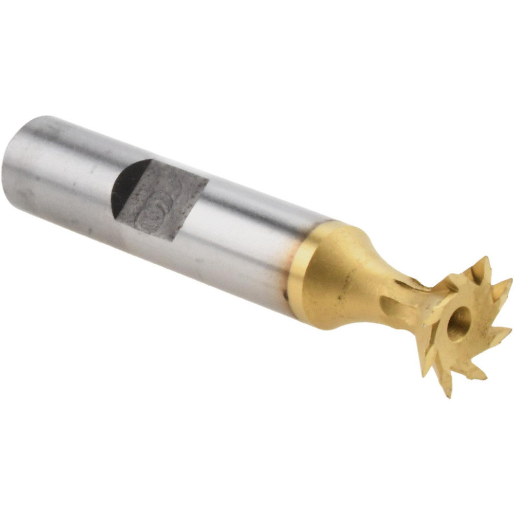 Made in USA Milling Cutters DT5008-45-TIN Dovetail Cutter 45 &deg, 1/2" Cut Dia, 1/8" Cut Width, High Speed Steel