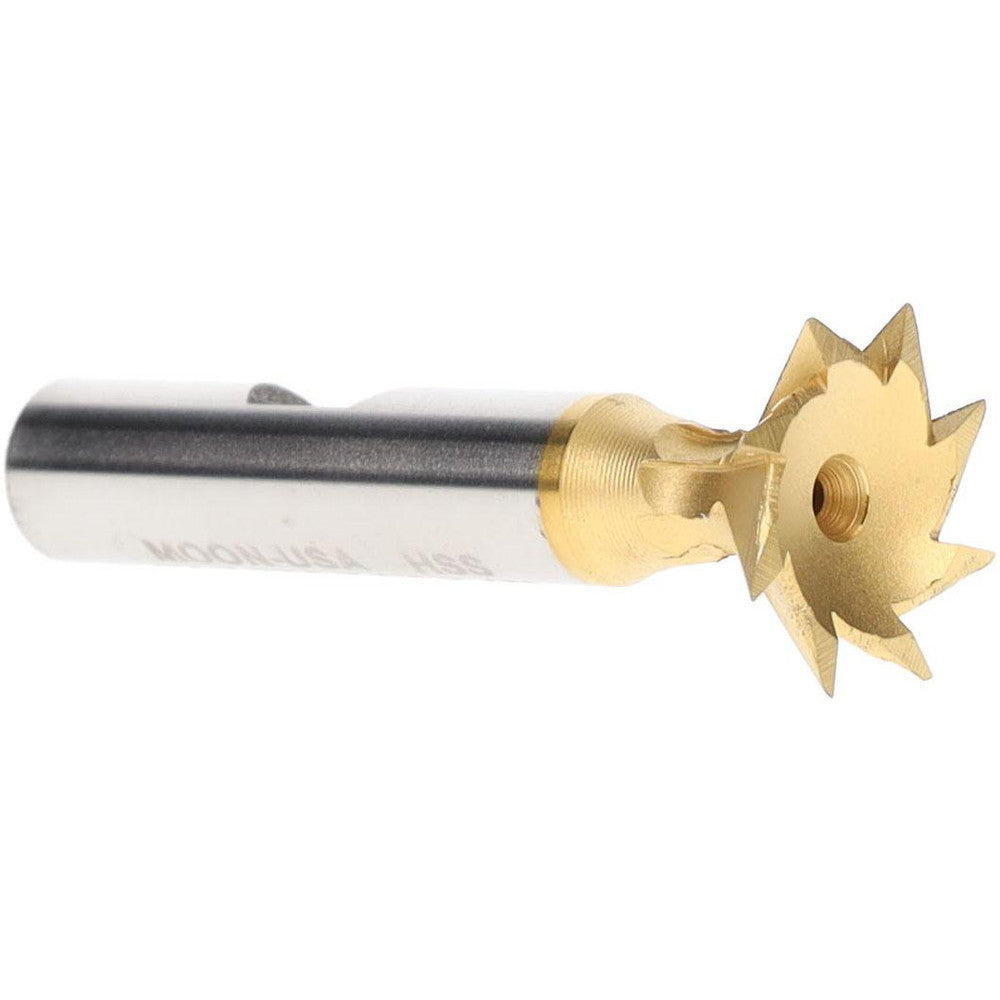 Made in USA Milling Cutters DT7508-45-TIN Dovetail Cutter 45 &deg, 3/4" Cut Dia, 3/16" Cut Width, High Speed Steel