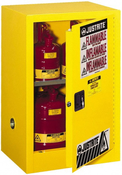 Justrite Mfg. Company 891200 Space Saver Cabinet  Manual Closing,  1 Shelf,  Yellow
