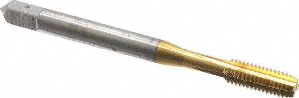 Balax 54033-01T Straight Flute Tap #10-32 UNF, 4 Flute, Bottoming Chamfer, 2B Class of Fit, Cobalt, Titanium Nitride Finish