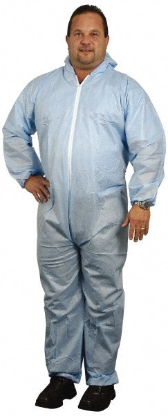 PRO-SAFE KM-CVL-SMS-HE-4XL-BLUE Disposable Coveralls Size 4X-Large, 1.60 oz, SMS, Zipper Closure
