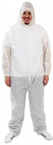 PRO-SAFE KM-CVL-SMS-HE-3XL-WHITE Non-Disposable Rain & Chemical-Resistant Coveralls Size 3X-Large, White, SMS