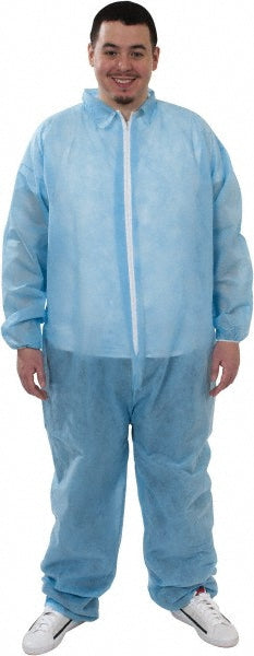 PRO-SAFE KM-CVL-NW-HD-E-XL-BLUE Disposable Coveralls Size X-Large, 1.60 oz, Polypropylene, Zipper Closure