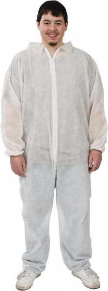 PRO-SAFE KM-CVL-NW-E-MED-WHITE Disposable Coveralls Size Medium, 1.60 oz, Polypropylene, Zipper Closure