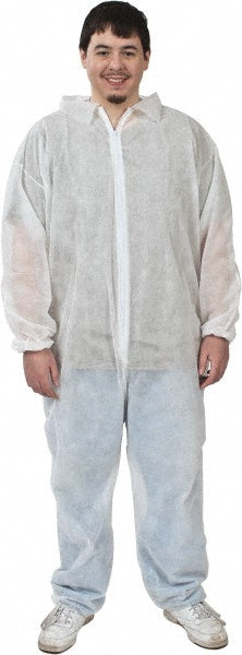 PRO-SAFE KM-CVL-NW-E-XL-WHITE Disposable Coveralls Size X-Large, 1.60 oz, Polypropylene, Zipper Closure