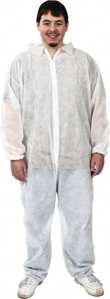 PRO-SAFE KM-CVL-NW-E-3XL-WHITE Disposable Coveralls Size 3X-Large, 1.60 oz, Polypropylene, Zipper Closure