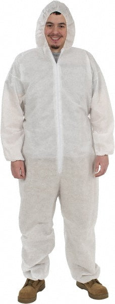 PRO-SAFE KM-CVL-SMS-HE-LRG-WHITE Disposable Coveralls Size Large, 1.60 oz, SMS, Zipper Closure
