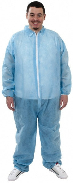 PRO-SAFE KM-CVL-NW-HD-E-2XL-BLUE Disposable Coveralls Size 2X-Large, 1.60 oz, Polypropylene, Zipper Closure