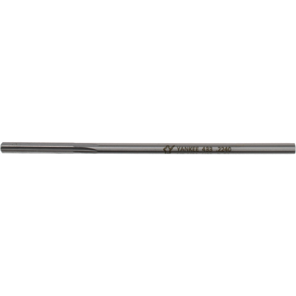 Hertel Reamers 433-0.2240 Chucking Reamer 0.2240" Dia, 6" OAL, 1-1/2" Flute Length, Straight Flute, Straight-Cylindrical Shank, HSS