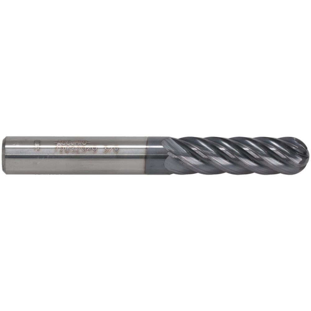 Accupro 72032949 Ball End Mill 3/8" Dia, 1-1/4" LOC, 6 Flute, Solid Carbide