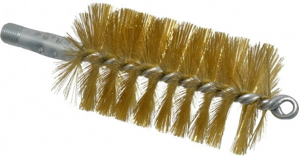 Schaefer Brush 43651 Double Stem/Single Spiral Tube Brush 2-1/2" Dia, 8" OAL, Brass Bristles