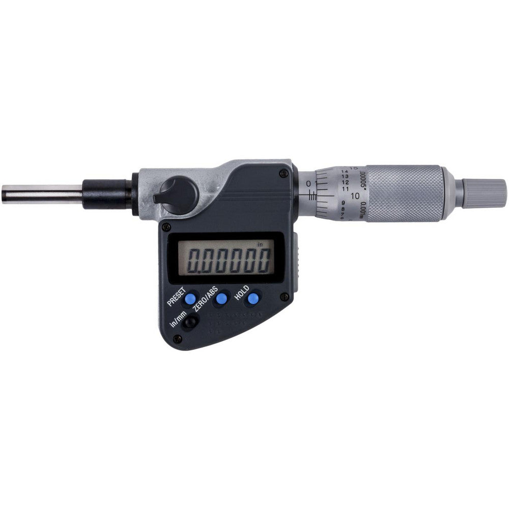 Mitutoyo 350-351-30 0 to 25.4mm Range, 6.35mm Spindle Diameter, 156.5mm OAL, Flat Spindle Electronic Micrometer Head