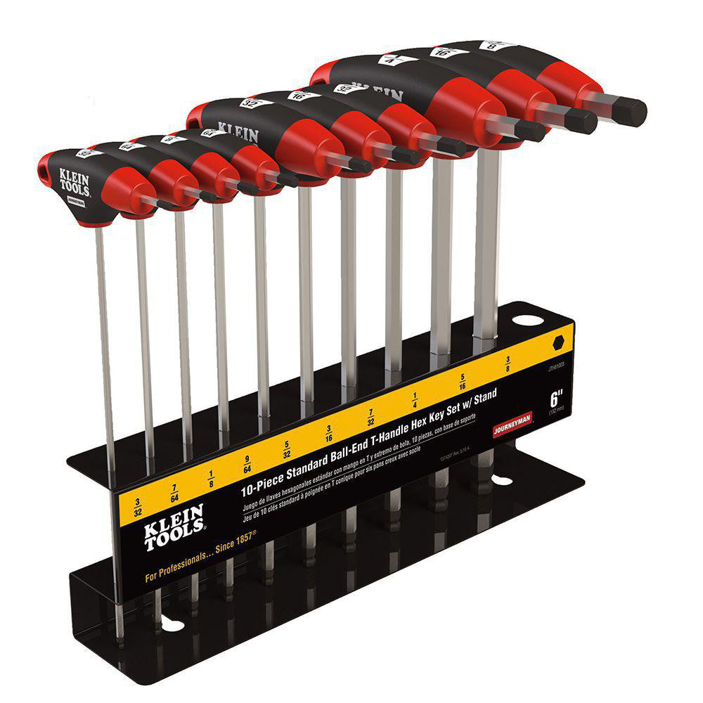 Klein Tools JTH610EB 10 Piece T-Handle Cushion Grip Hex Key Set
