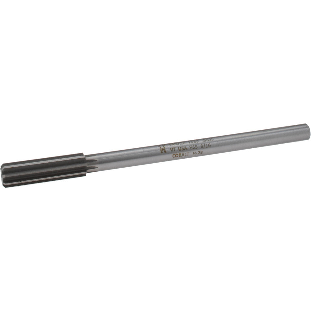 Hertel Reamers 1433-0.5625 Chucking Reamer 9/16" Dia, 8" OAL, 2" Flute Length, Straight Flute, Straight-Cylindrical Shank, HSSCobalt