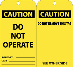 AccuformNMC RPT174 Lockout Tag 3" High, Unrippable Vinyl, "CAUTION"