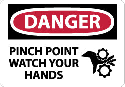 AccuformNMC D600A Sign Rectangle, "Danger - Pinch Point - Watch Your Hands"