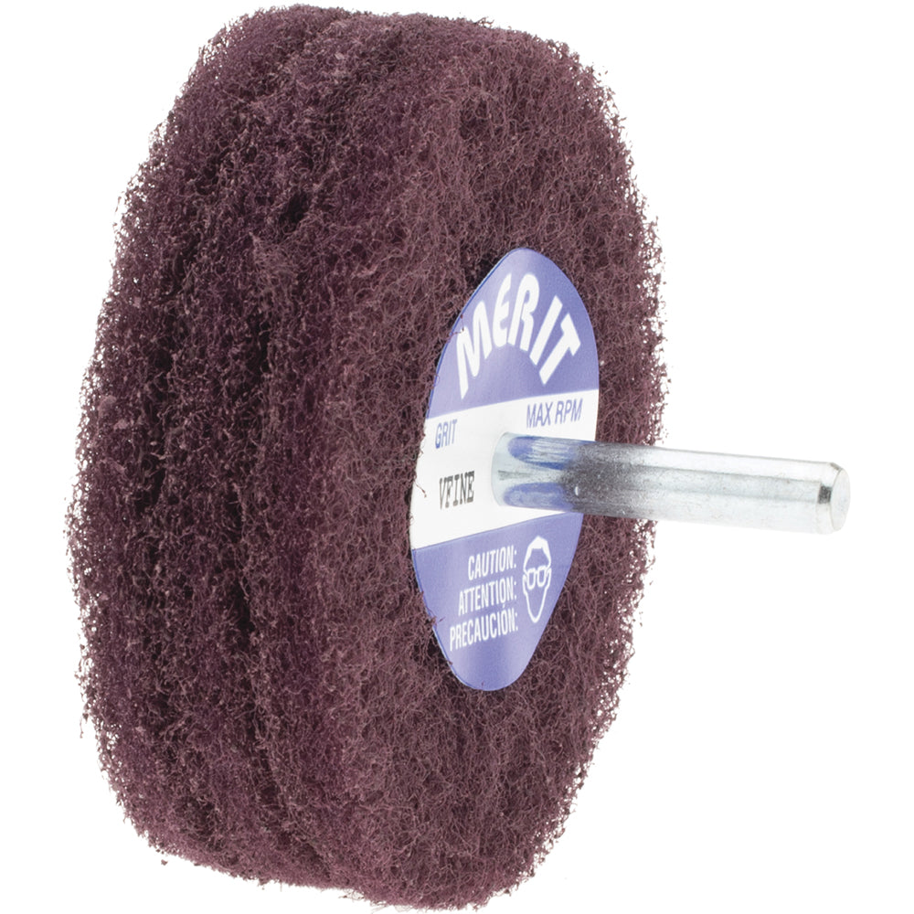 Merit Abrasives 08834131560 Mounted Scrubber Buffing Wheel 3" Dia, 1/4" Shank Dia