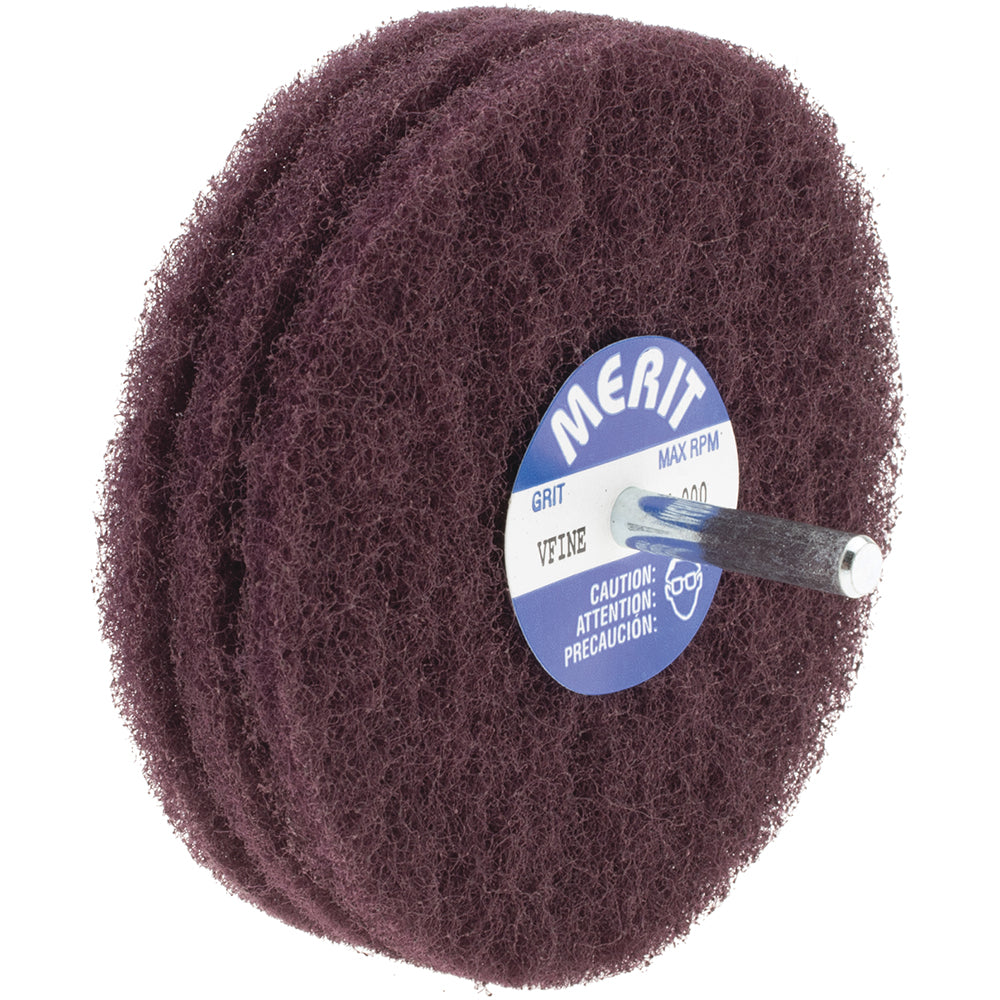 Merit Abrasives 08834131563 Mounted Scrubber Buffing Wheel 4" Dia, 1/4" Shank Dia