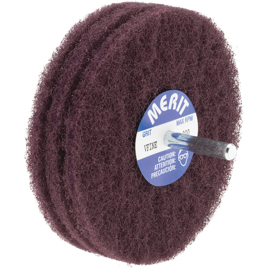 Merit Abrasives 08834131563 Mounted Scrubber Buffing Wheel 4" Dia, 1/4" Shank Dia