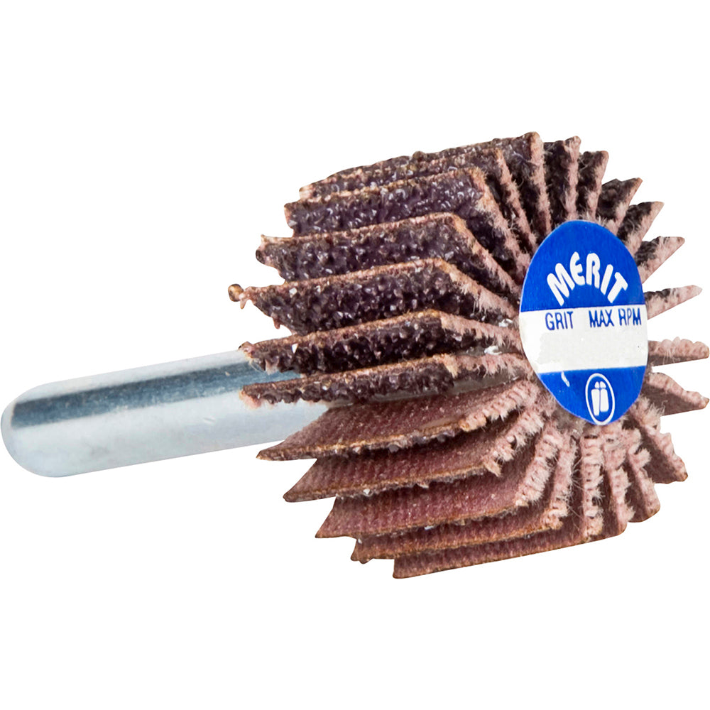 Merit Abrasives 08834132101 Mounted Flap Wheel 1-1/2" Dia, 1" Face Width, 240 Grit, Aluminum Oxide