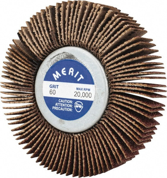 Merit Abrasives 08834134015 Mounted Flap Wheel 1/2" Face Width, 60 Grit, Aluminum Oxide