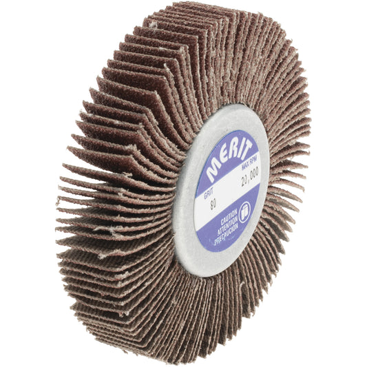 Merit Abrasives 08834134016 Mounted Flap Wheel 2-1/2" Dia, 1/2" Face Width, 80 Grit, Aluminum Oxide