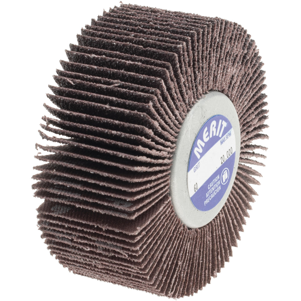 Merit Abrasives 08834134022 Mounted Flap Wheel 1" Face Width, 60 Grit, Aluminum Oxide
