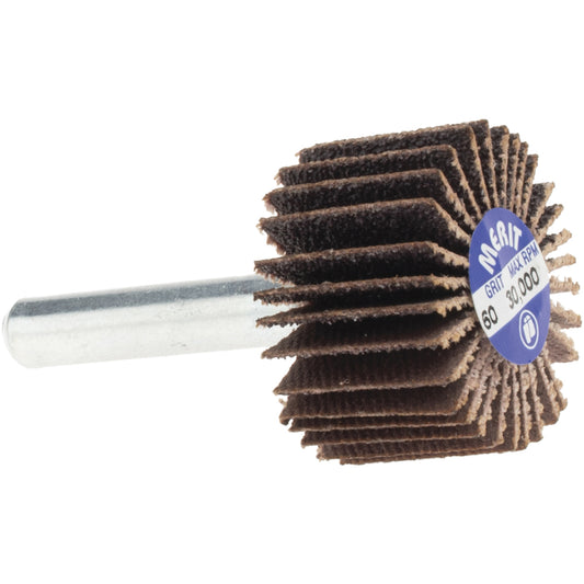 Merit Abrasives 08834137100 Mounted Flap Wheel 1" Dia, 5/8" Face Width, 60 Grit, Ceramic Alumina