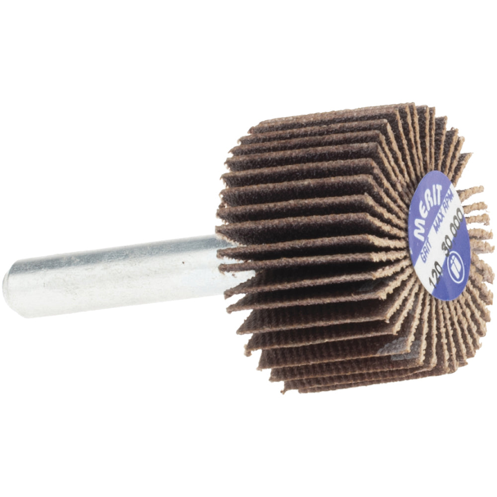 Merit Abrasives 08834137102 Mounted Flap Wheel 1" Dia, 5/8" Face Width, 120 Grit, Ceramic Alumina
