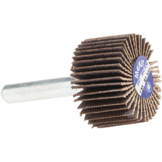Merit Abrasives 08834137102 Mounted Flap Wheel 1" Dia, 5/8" Face Width, 120 Grit, Ceramic Alumina