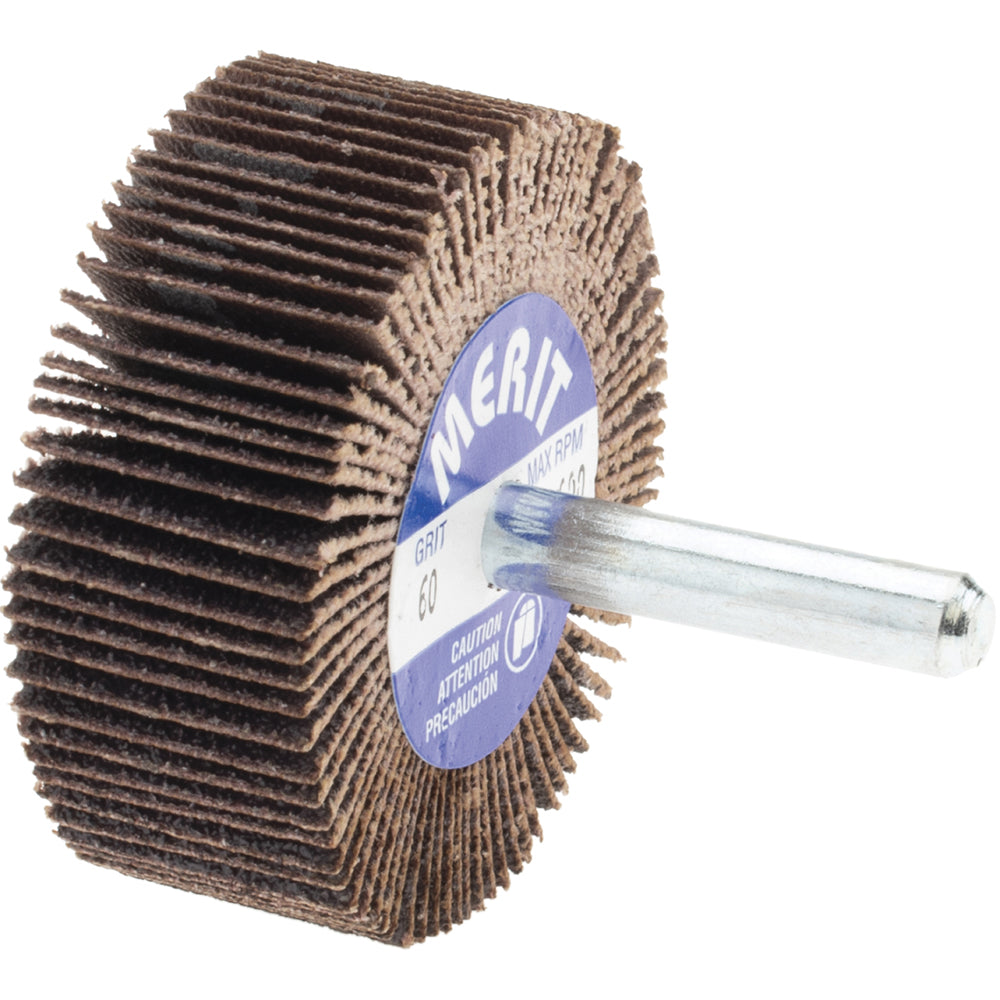 Merit Abrasives 08834137160 Mounted Flap Wheel 2" Dia, 3/4" Face Width, 60 Grit, Ceramic Alumina
