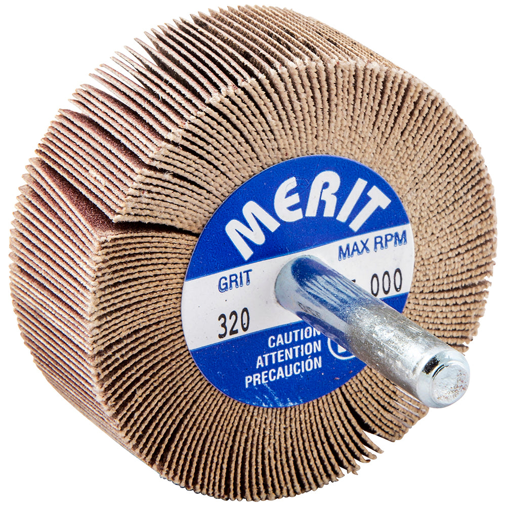 Merit Abrasives 08834137165 Mounted Flap Wheel 2" Dia, 3/4" Face Width, 320 Grit, Ceramic Alumina