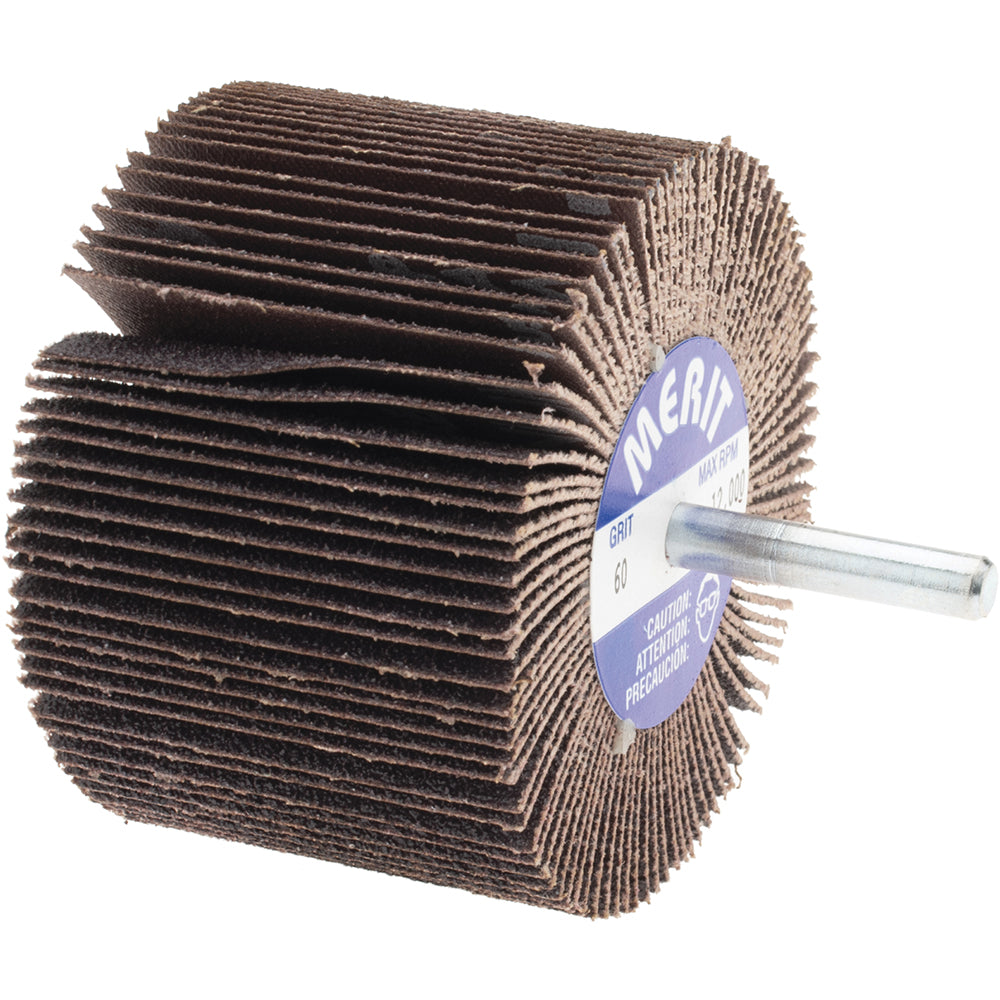 Merit Abrasives 08834137260 Mounted Flap Wheel 3" Dia, 2" Face Width, 60 Grit, Ceramic Alumina