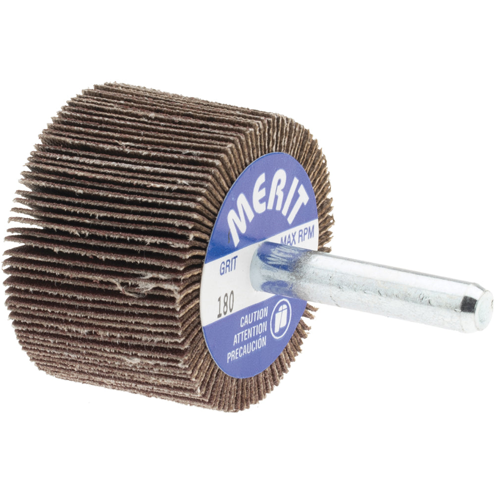 Merit Abrasives 08834137343 Mounted Flap Wheel 1-1/2" Dia, 1" Face Width, 180 Grit, Ceramic Alumina