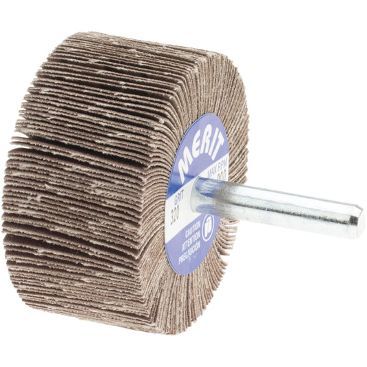 Merit Abrasives 08834137375 Mounted Flap Wheel 2" Dia, 1" Face Width, 320 Grit, Ceramic Alumina