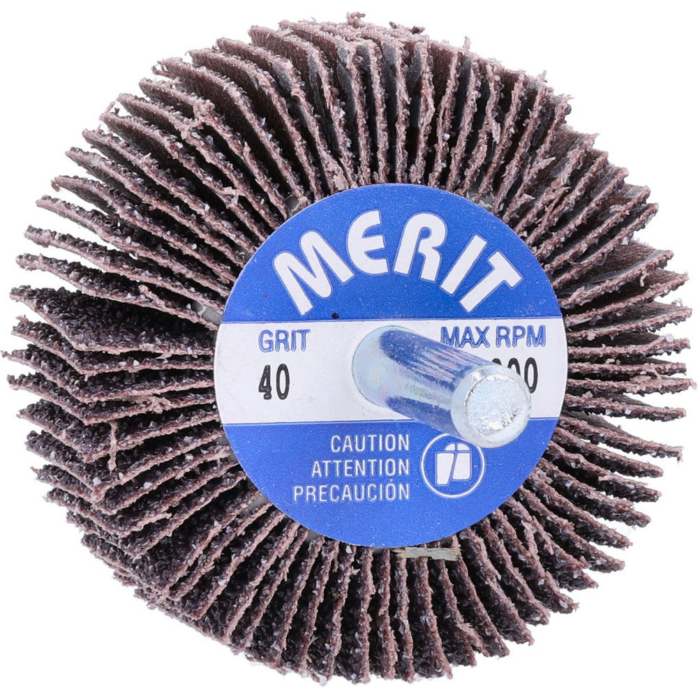 Merit Abrasives 08834137377 Mounted Flap Wheel 2" Dia, 1" Face Width, 40 Grit, Aluminum Oxide