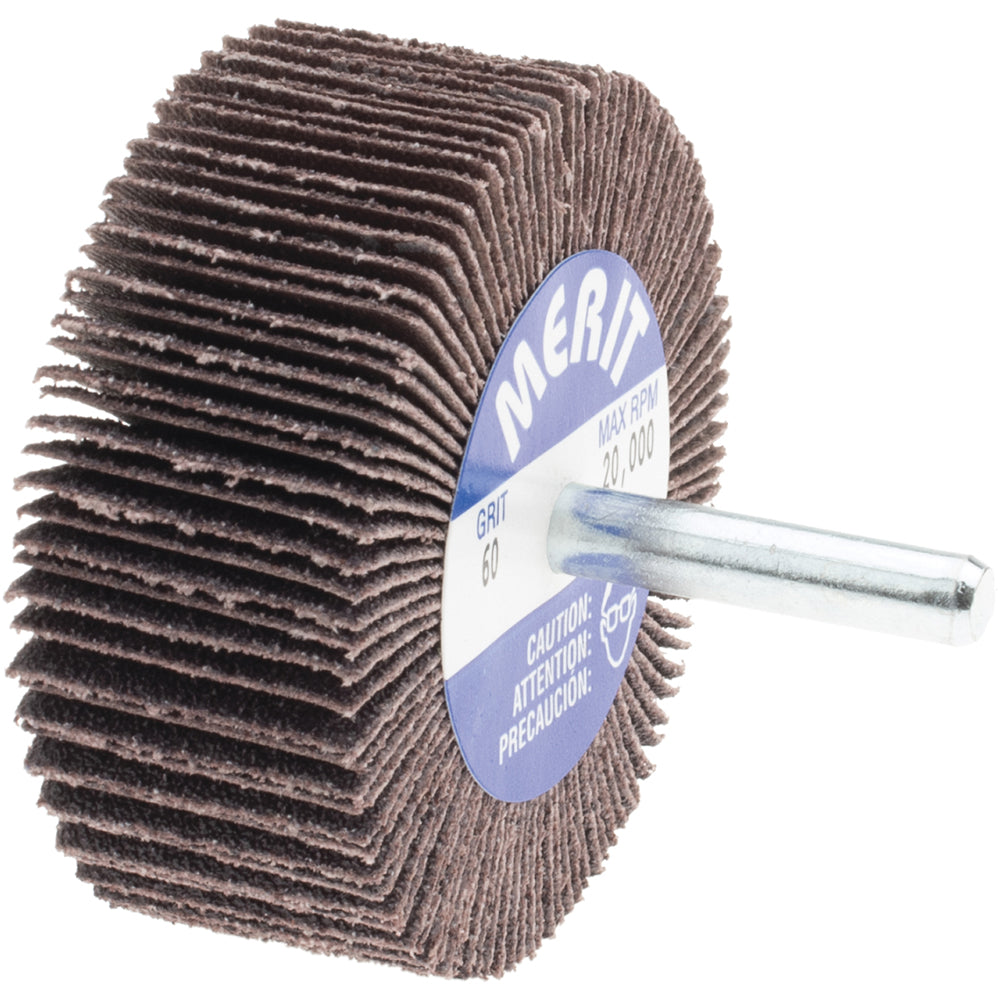 Merit Abrasives 08834137410 Mounted Flap Wheel 2-1/2" Dia, 1" Face Width, 60 Grit, Ceramic Alumina