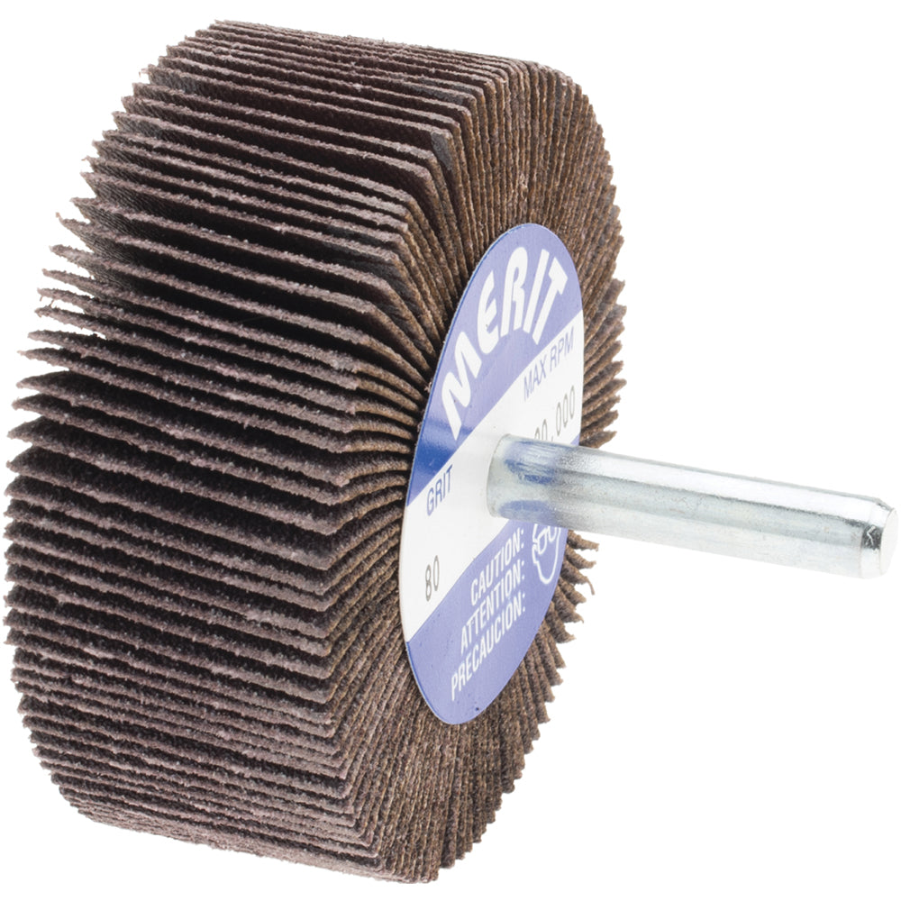 Merit Abrasives 08834137411 Mounted Flap Wheel 2-1/2" Dia, 1" Face Width, 80 Grit, Ceramic Alumina
