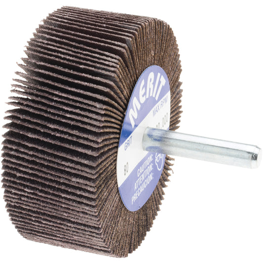 Merit Abrasives 08834137411 Mounted Flap Wheel 2-1/2" Dia, 1" Face Width, 80 Grit, Ceramic Alumina