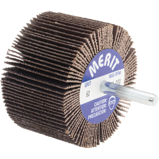 Merit Abrasives 08834137420 Mounted Flap Wheel 2-1/2" Dia, 1-1/2" Face Width, 60 Grit, Ceramic Alumina