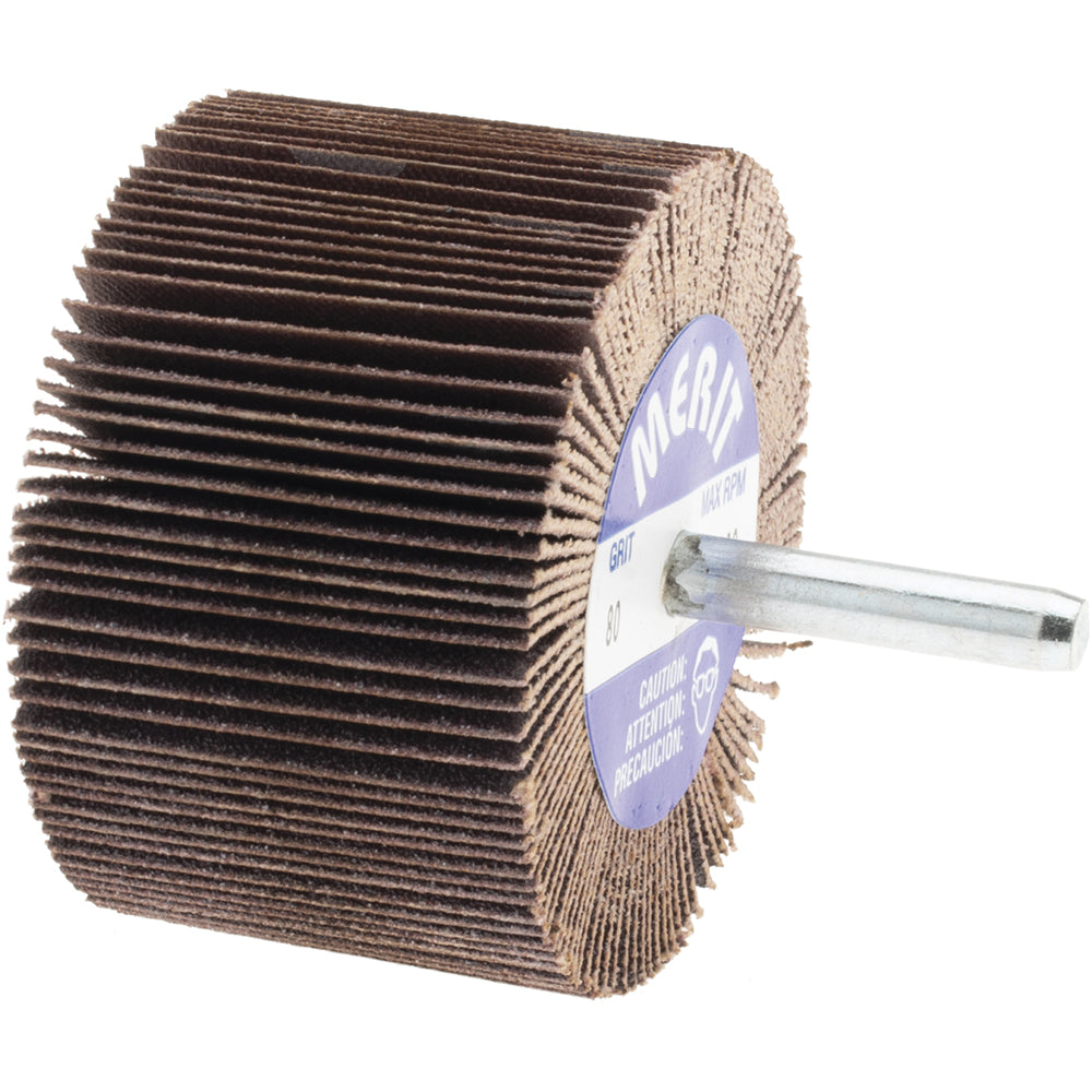 Merit Abrasives 08834137421 Mounted Flap Wheel 2-1/2" Dia, 1-1/2" Face Width, 80 Grit, Ceramic Alumina