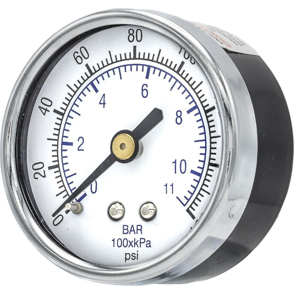 PIC Gauges 102D-204F Pressure Gauge 2" Dial Dia, 0 to 160 psi, 1/4" MNPT, Center Back Mount