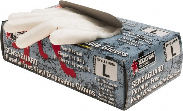MCR Safety 5015L Disposable Glove Size Large, 5.0 mil, Vinyl, Food Grade, Powder-Free