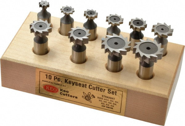 Keo 943-000-337 3/8 to 1" Cutting Diam, Straight Tooth Configuration, Woodruff and Keyseat Cutter Set