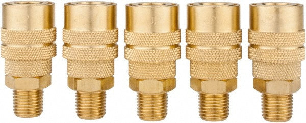 Value Collection 2341082511 5 Piece 1/4" Body 1/4 NPT 145 psi Brass Industrial Pneumatic Coupling Plug Set