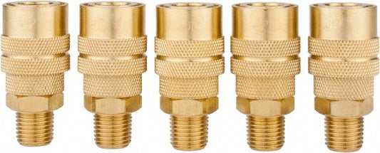 Value Collection 2341082511 5 Piece 1/4" Body 1/4 NPT 145 psi Brass Industrial Pneumatic Coupling Plug Set