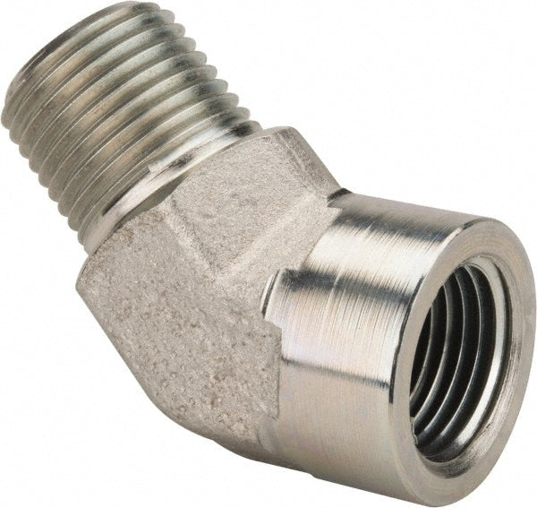 Parker 1/2 CD45-S Industrial Pipe 45 &deg Street Elbow 1/2" Female Thread, 1/2" Male Thread, MNPTF x FNPTF