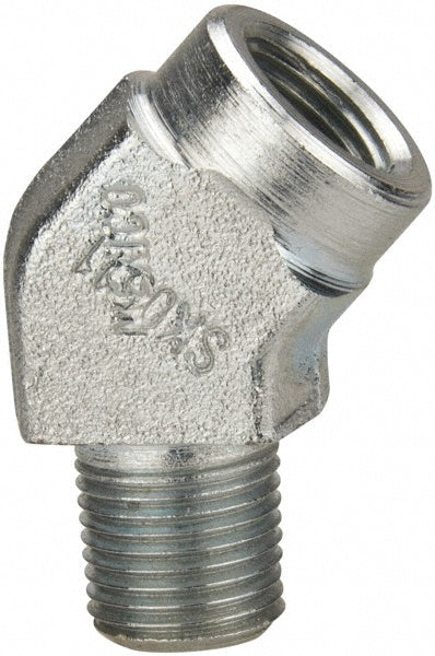 Parker 1/8 CD45-S Industrial Pipe 45 &deg Street Elbow 1/8" Female Thread, 1/8" Male Thread, MNPTF x FNPTF