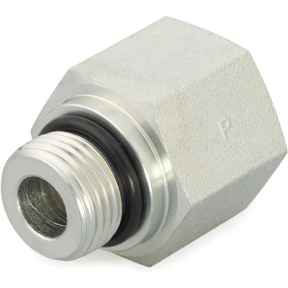 Parker 4-1/8 F5OG-S Industrial Pipe Adapter 1/8" Female Thread, 7/16-20 Male Thread, Male Straight Thread O-Ring x Female NPTF