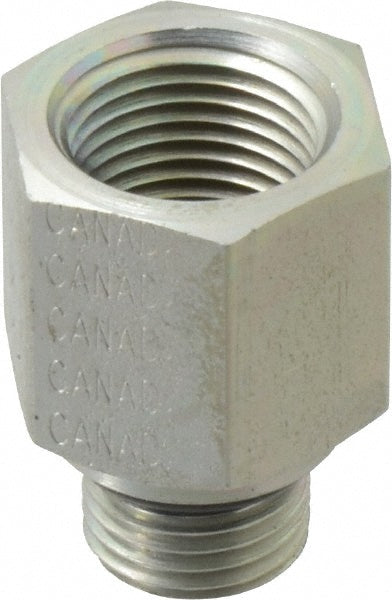 Parker 6-3/8 F5OG-S Industrial Pipe Adapter 3/8" Female Thread, 9/16-18 Male Thread, Male Straight Thread O-Ring x Female NPTF